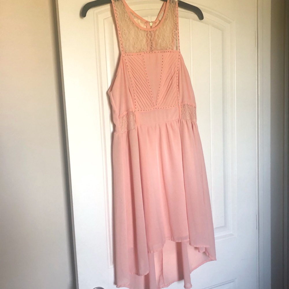 Gianni Bini Peach Colored High-low Lace Dress